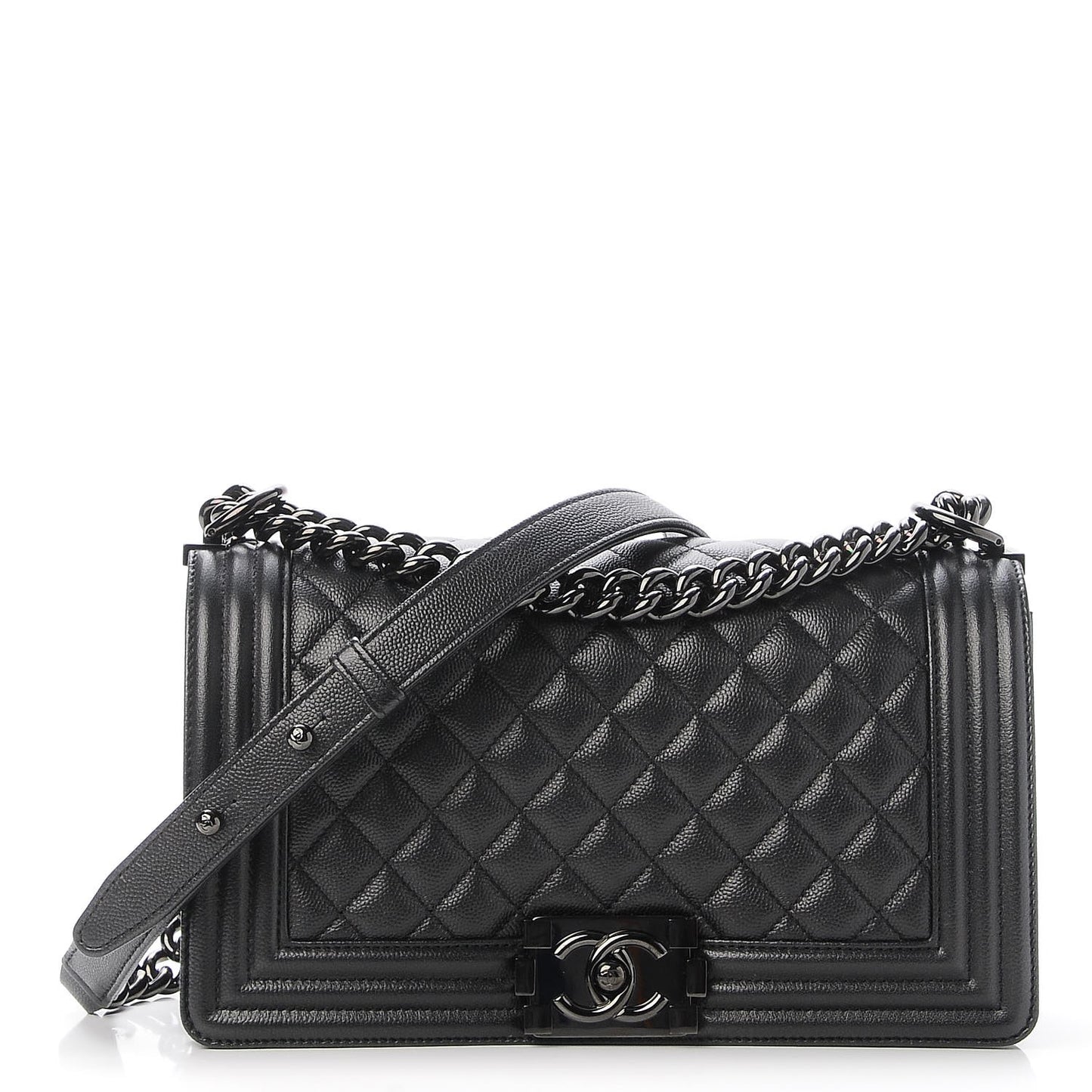 Caviar Quilted Medium Boy Flap So Black