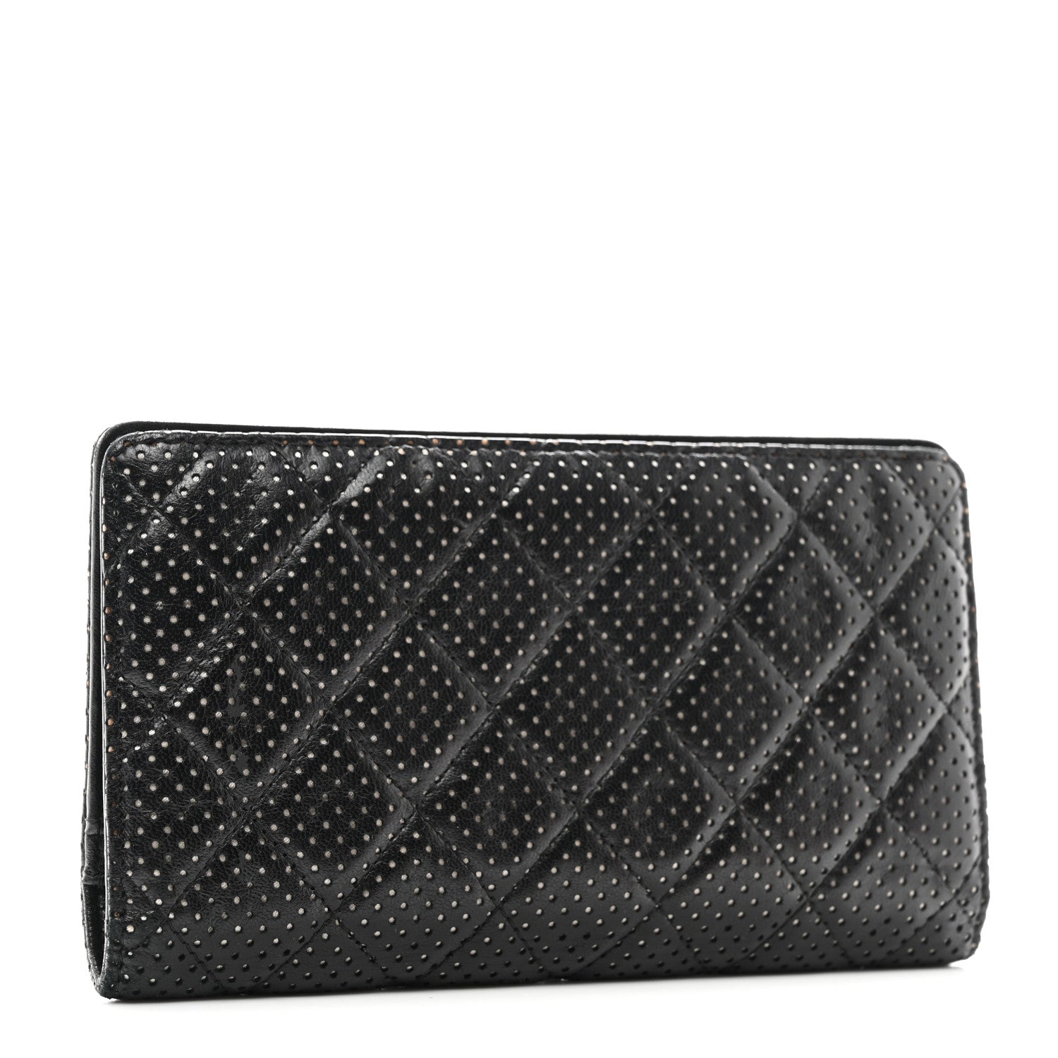Chanel Lambskin Perforated Yen Wallet Black 3 of 10