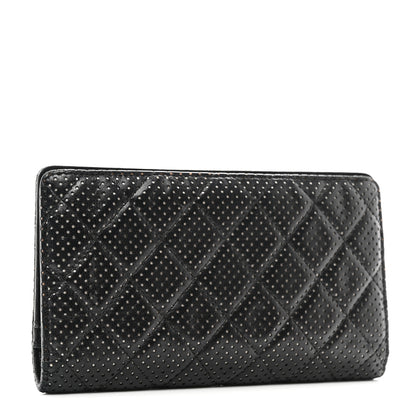 Chanel Lambskin Perforated Yen Wallet Black 3 of 10