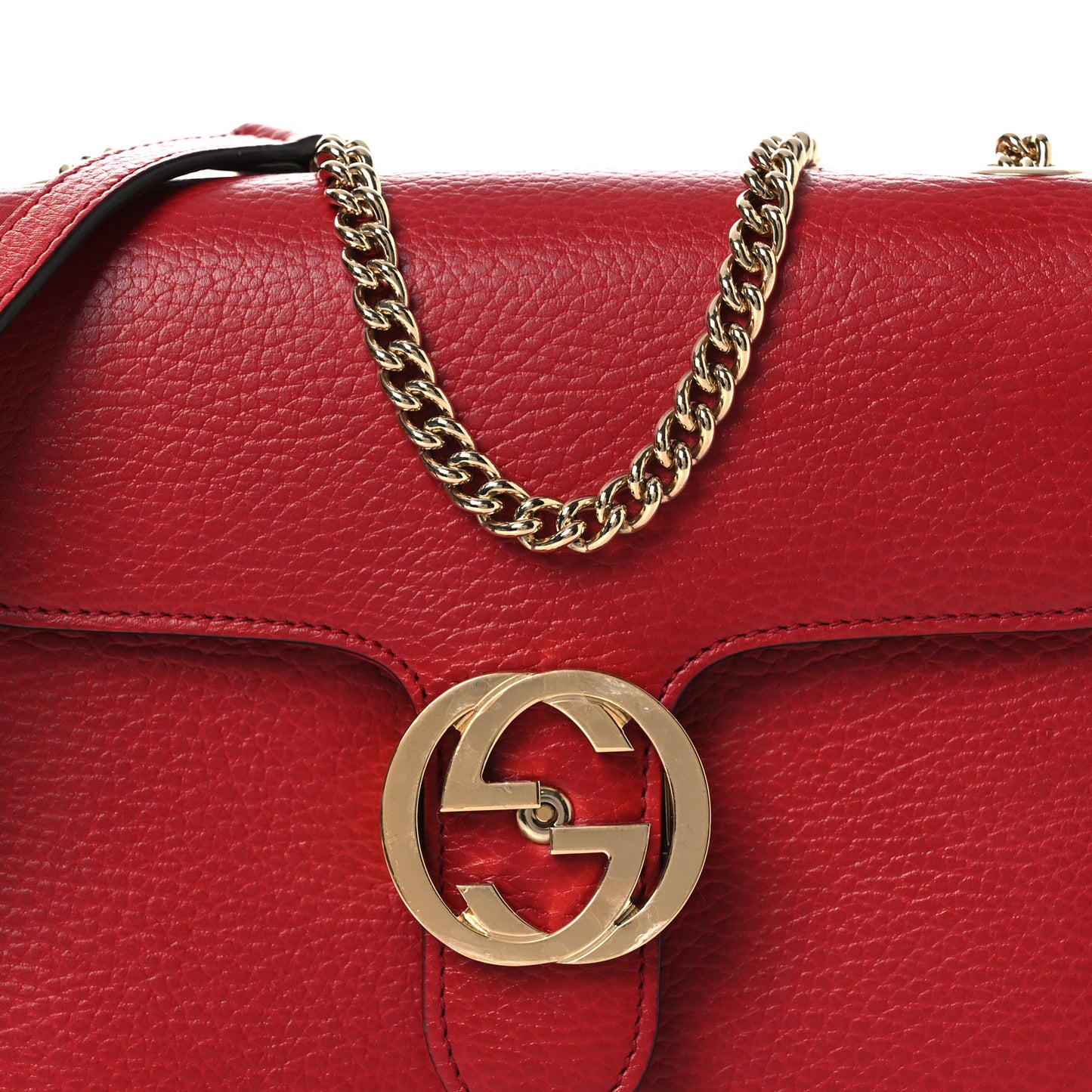Dollar Calfskin Small Interlocking G Shoulder Bag Red