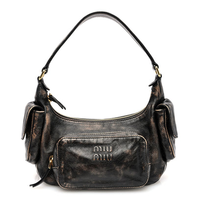 Miu Miu Distressed Nappa Pocket Bag  Sand Coffee 1 of 9