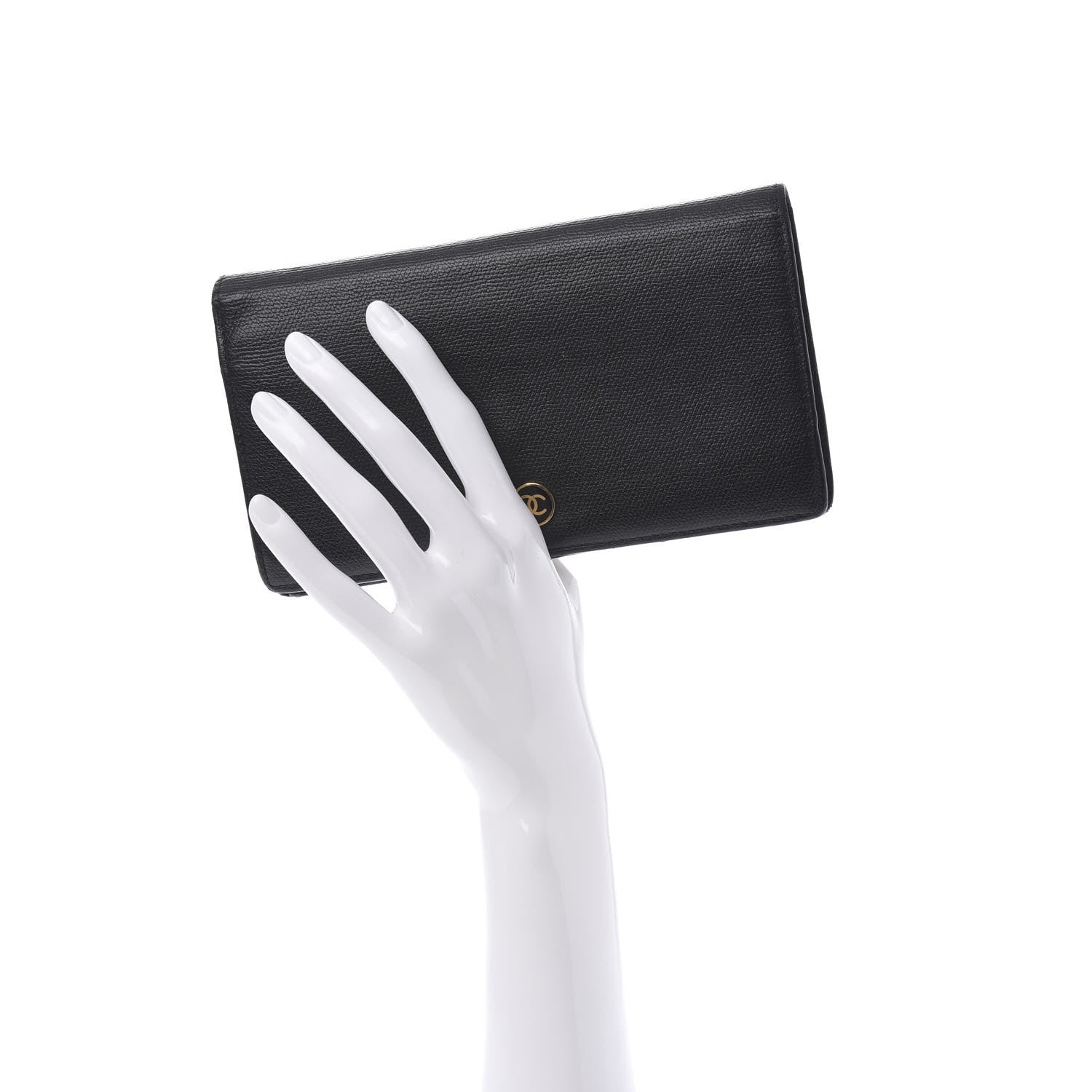 Chanel Grained Calfskin CC Button Yen Wallet Black 2 of 10