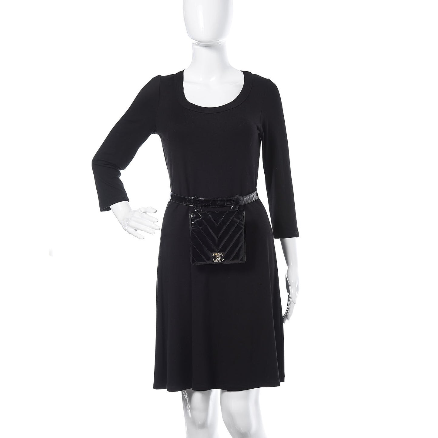 Patent Chevron Quilted Belt Bag 80 32 Black