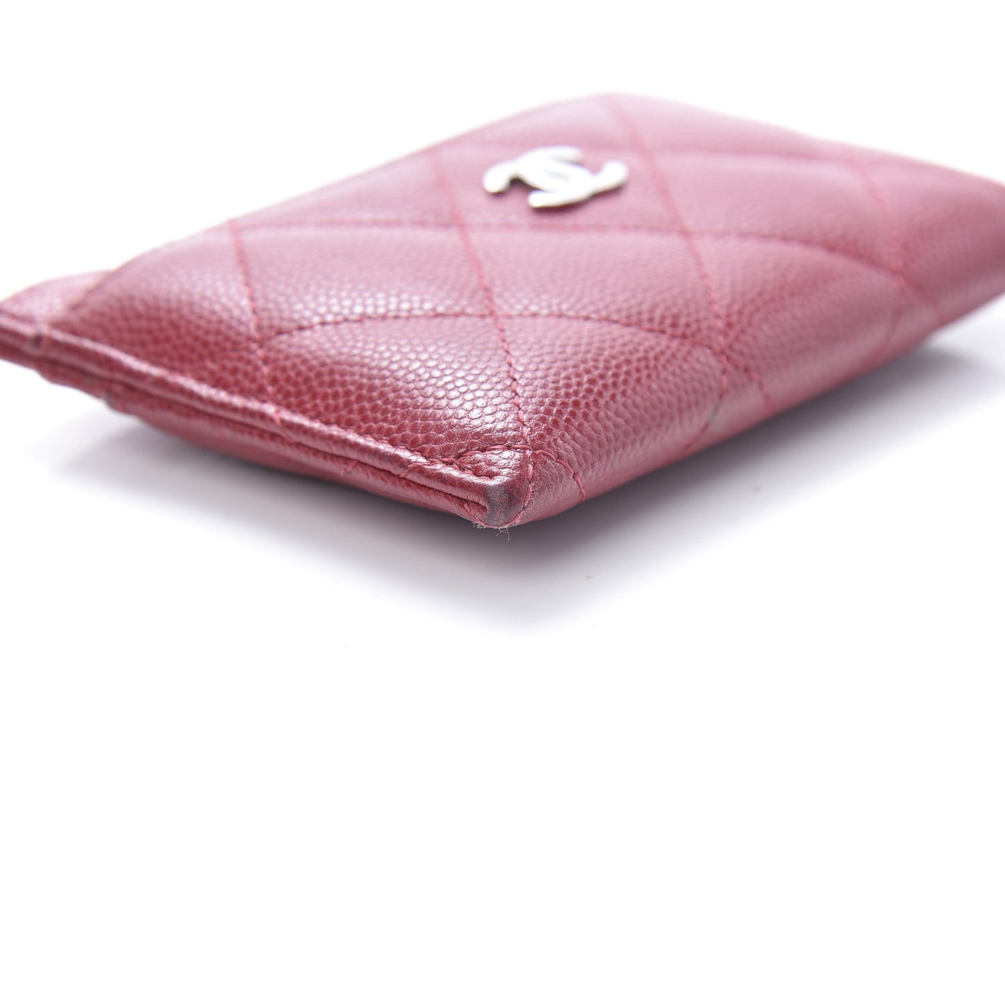 Caviar Quilted Card Holder Dark Pink