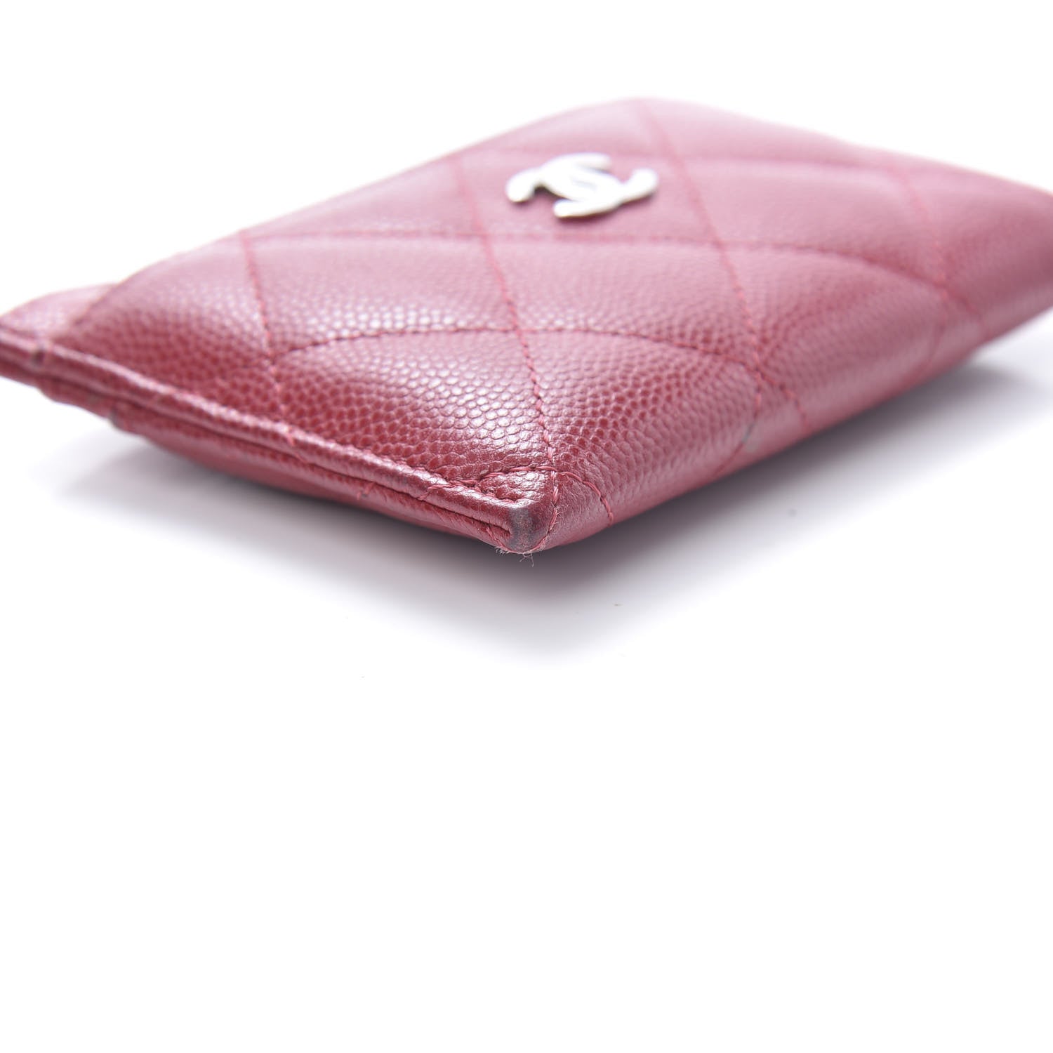 Chanel Caviar Quilted Card Holder Dark Pink 10 of 15