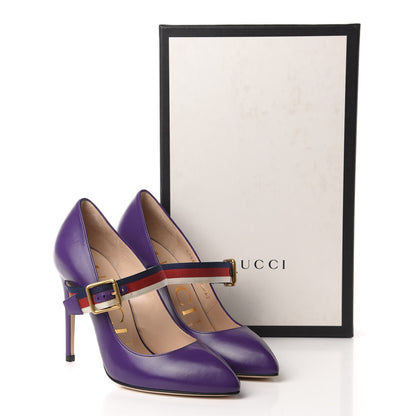 Gucci Malaga Kid Sylvie High Heel Pumps 36.5 Shine Purple 10 of 10