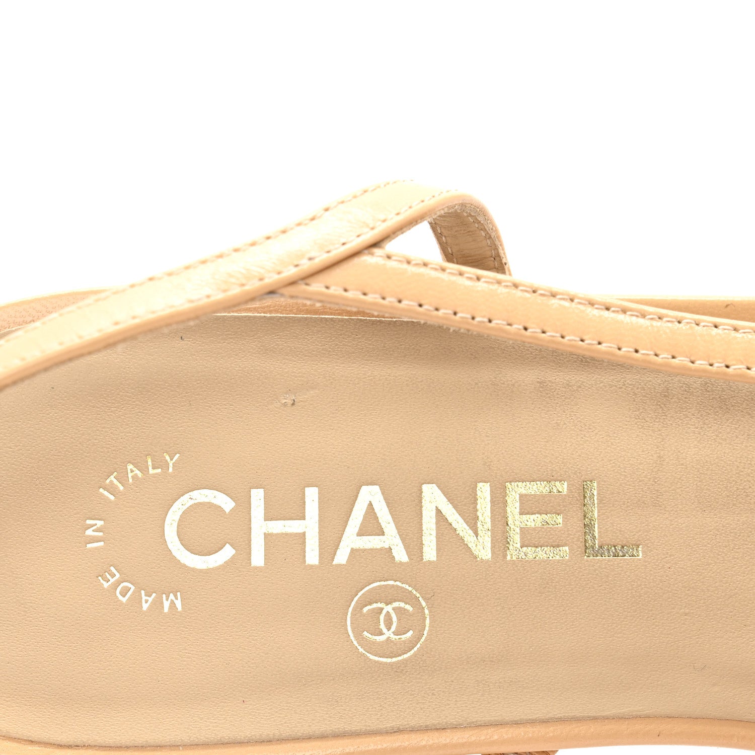 Chanel Goatskin Grosgrain Cap Toe CC Slingback Sandals 40 Beige Black 8 of 10