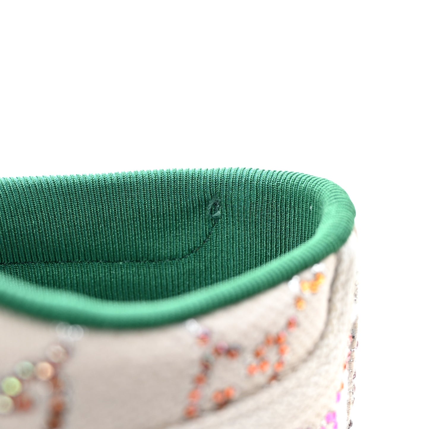 Canvas Lame Crystal GG Monogram Womens 1977 Tennis Sneakers 39.5 Gardenia Silver Mystic White