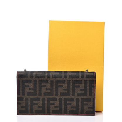 Fendi Zucca Spalmati Vitello Elite Chain Clutch Tobacco Fuxia Fragola 10 of 10
