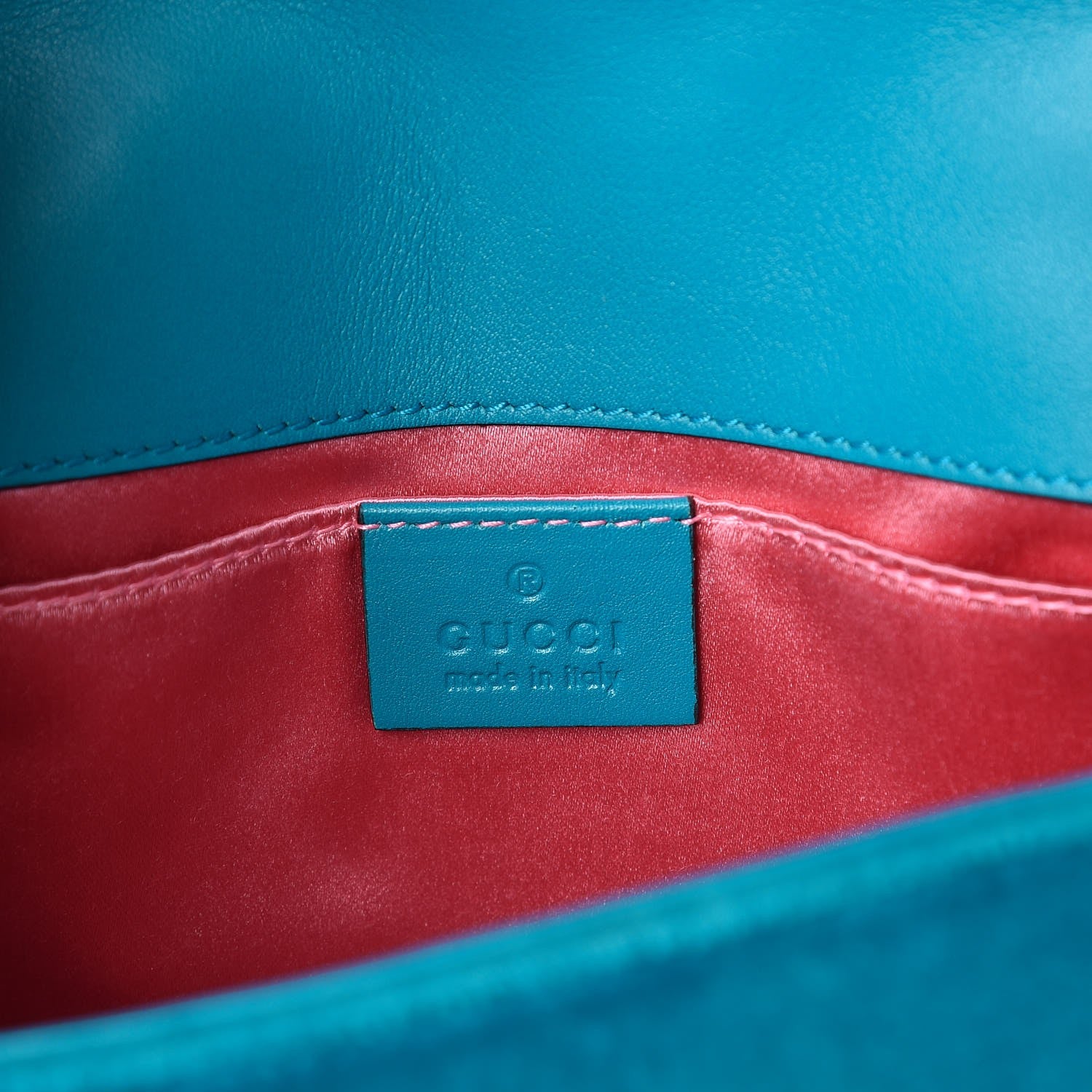 Gucci Velvet Matelasse Mini GG Marmont Shoulder Bag Pavone Cyan 9 of 9