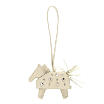 Hermes Milo Lambskin Studded Grigri Rodeo Robeo Rock Horse Bag Charm PM Craie 1 of 4
