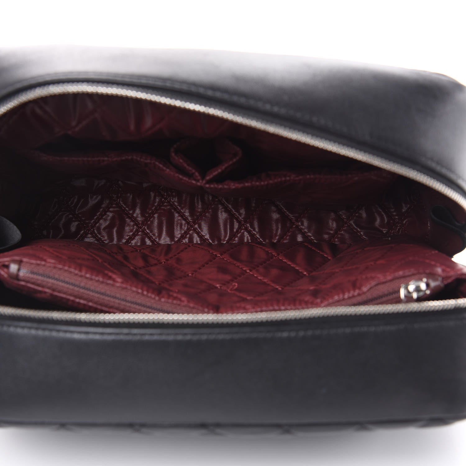 Chanel Lambskin Quilted Large Curvy Pouch Cosmetic Case Black 5 of 17