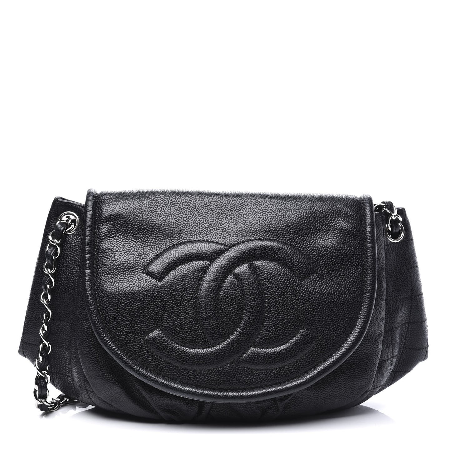 Caviar Half Moon Large Flap Black