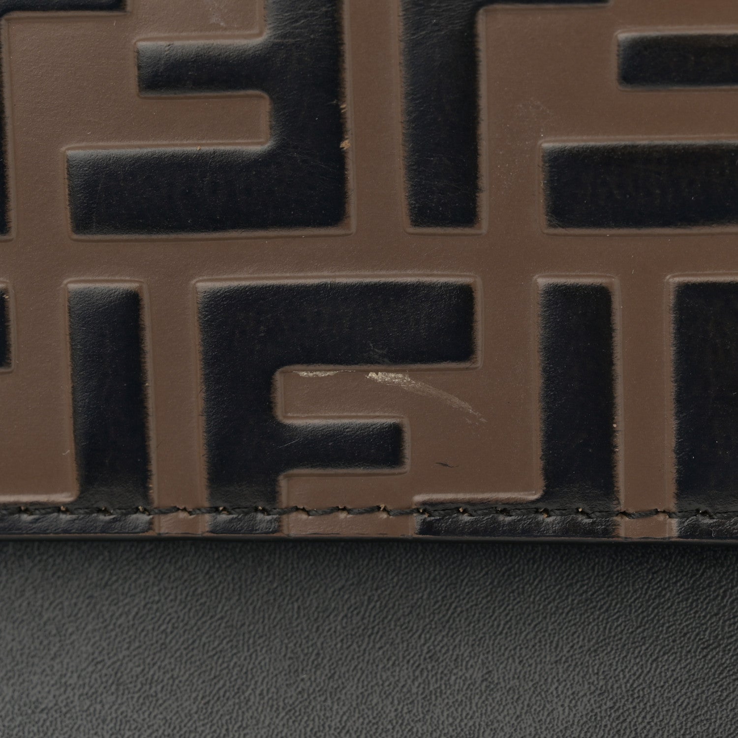 Fendi Vitello Liberty Bi-Color FF 1974 Embossed Chain Strap Kan U Shoulder Bag Black Maya 14 of 16