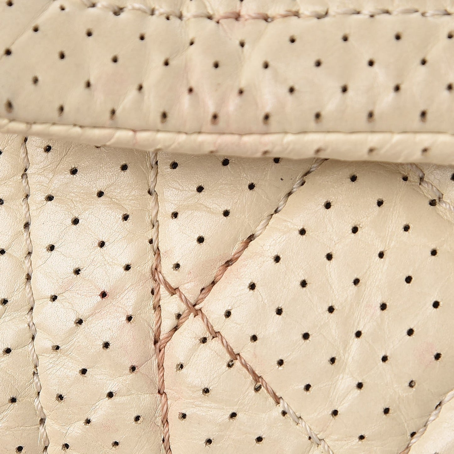 Aged Calfskin Perforated Small Flap Beige Clair
