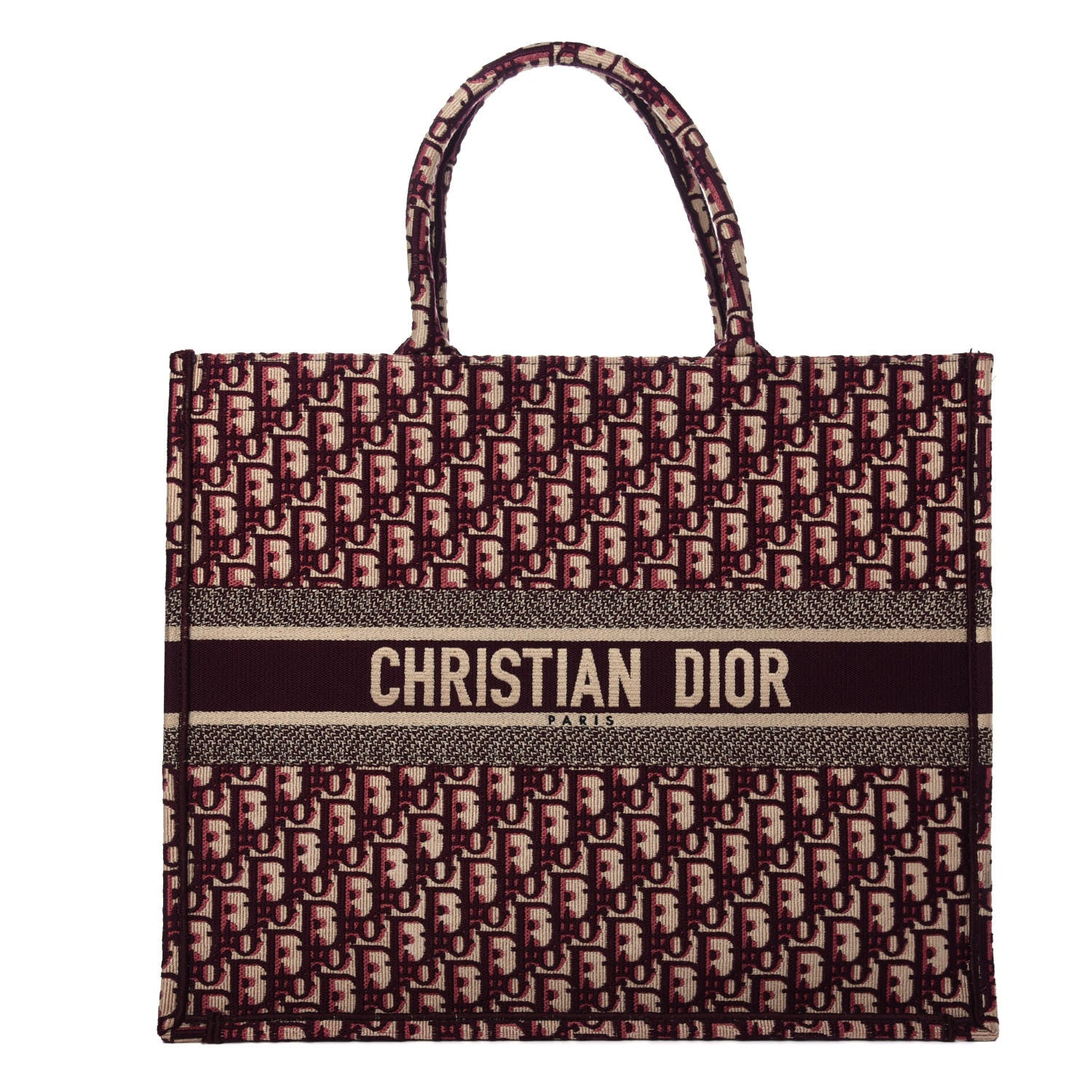 Christian Dior Oblique Large Book Tote Burgundy Multicolor 1 of 10