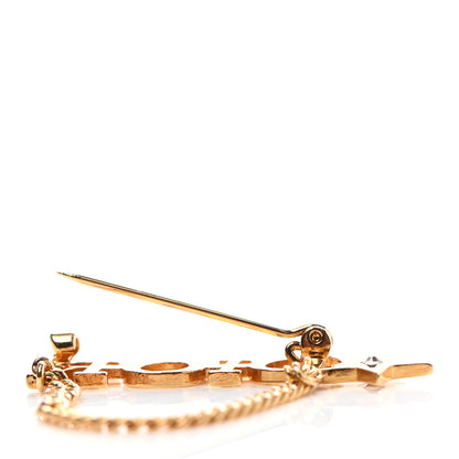 Christian Dior Metal Crystal Logo Dio(r)evolution Chain Brooch Gold 4 of 4