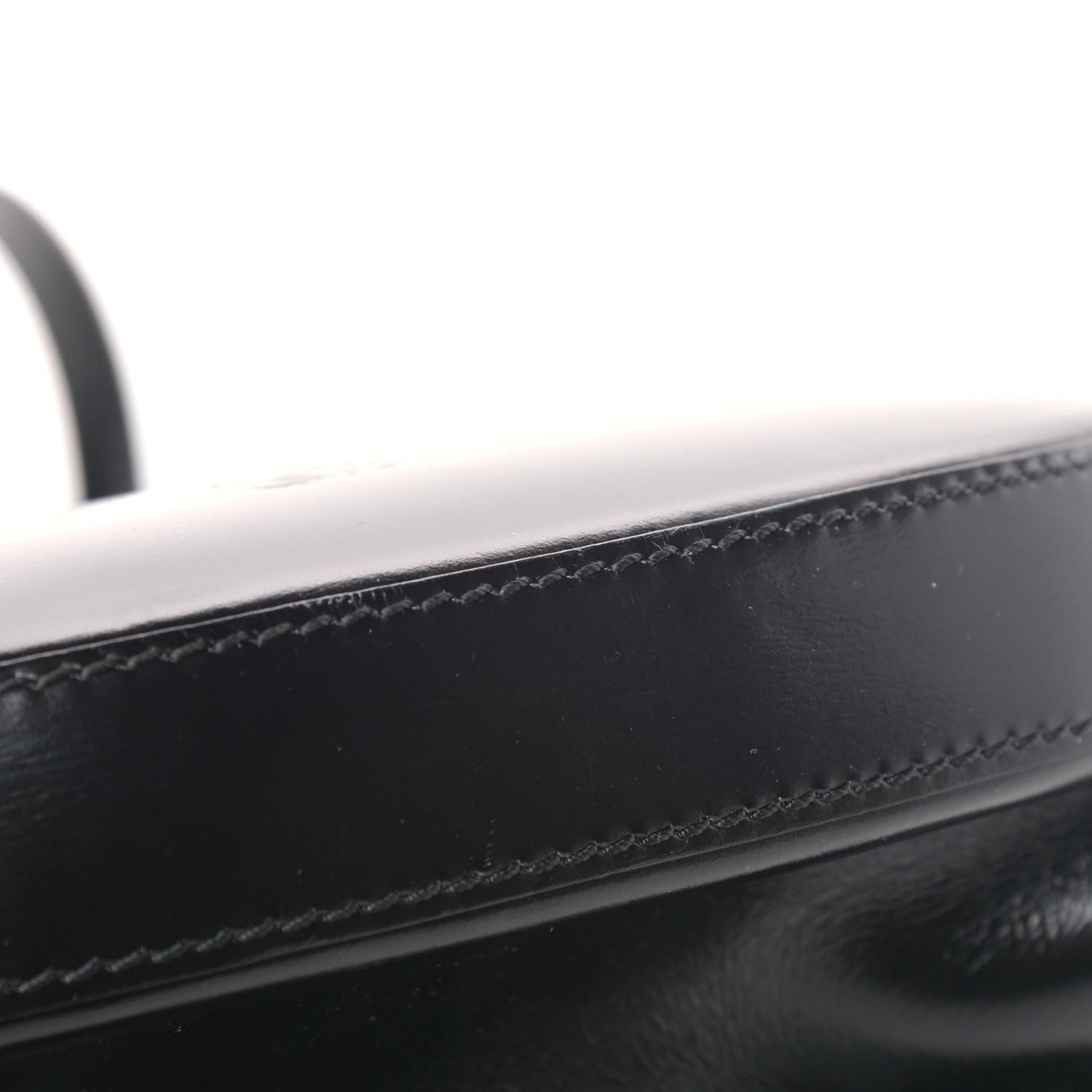 Calfskin Round Top Handle Bag Black