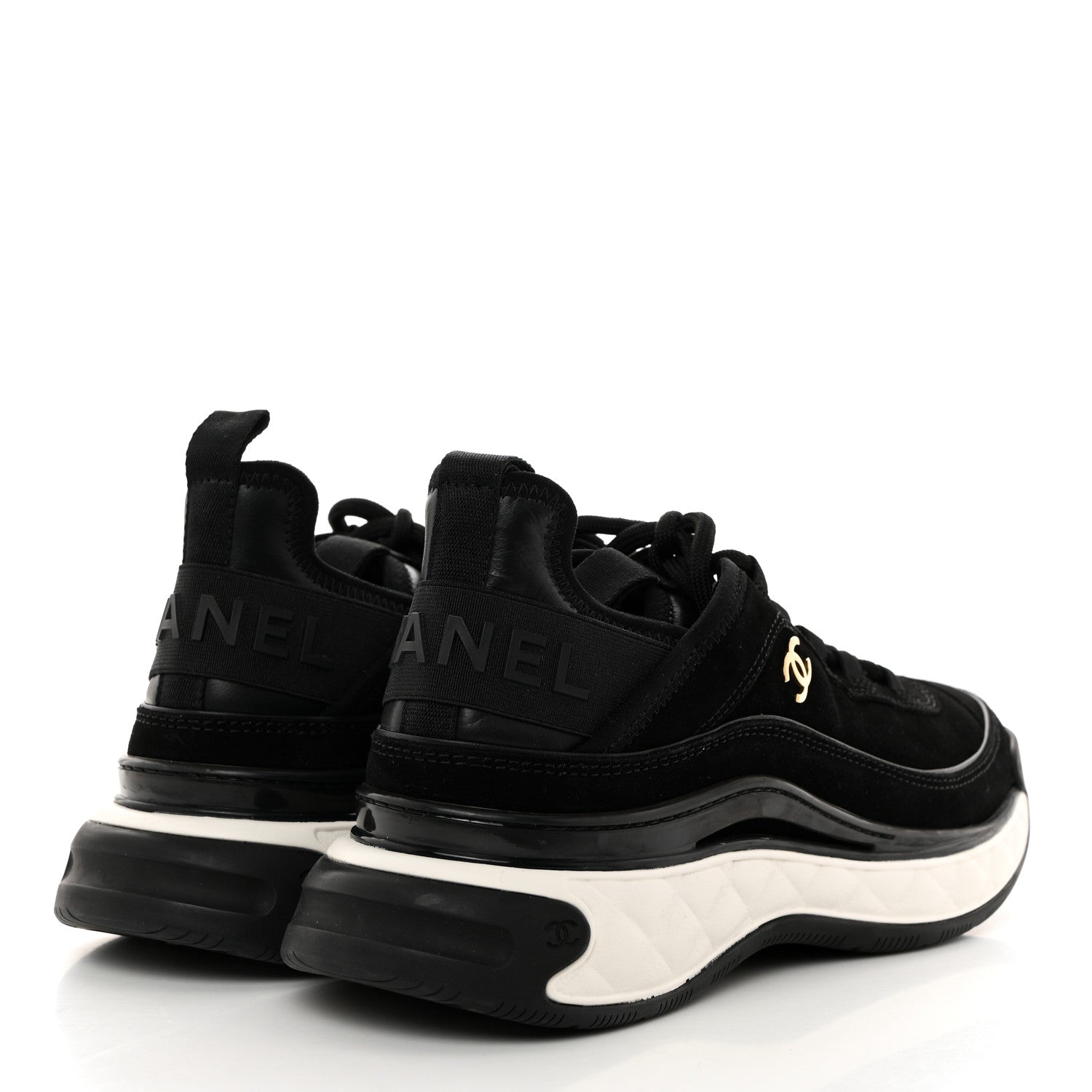 Chanel Suede Calfskin Nylon Grosgrain CC Sneakers 39.5 Black 4 of 9