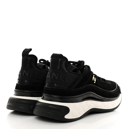 Chanel Suede Calfskin Nylon Grosgrain CC Sneakers 39.5 Black 4 of 9