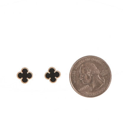 Van Cleef & Arpels 18K Yellow Gold Black Onyx Sweet Alhambra Earrings 2 of 4