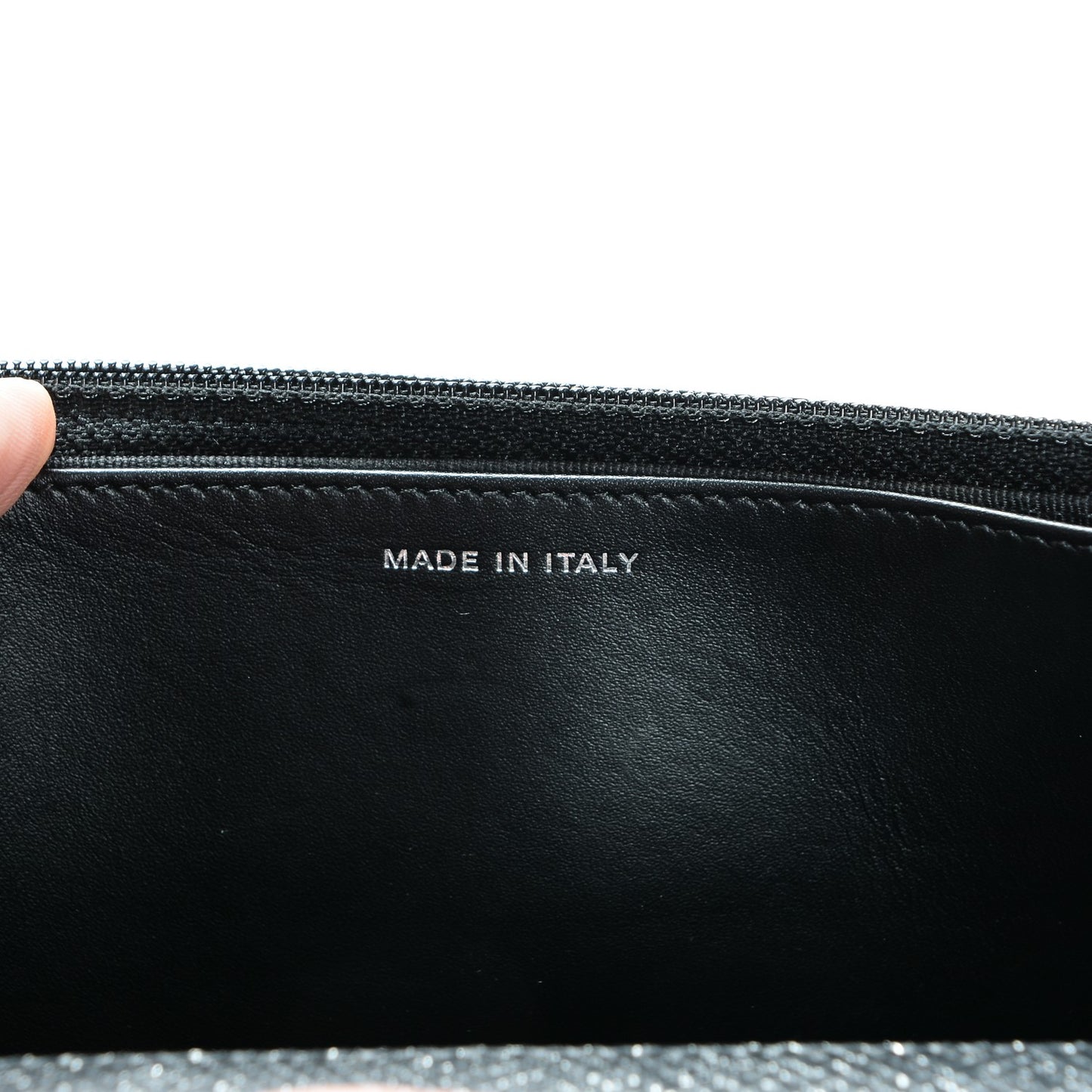 Glitter Calfskin Quilted Wallet on Chain WOC Black Silver