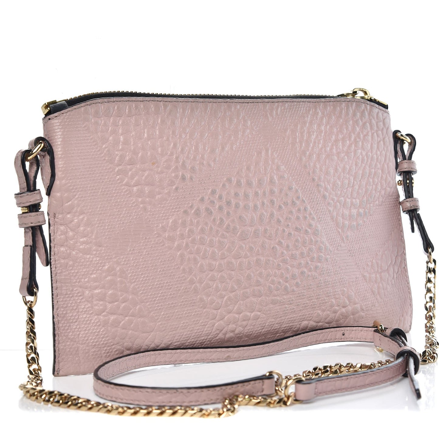 Signature Grain Calfskin Check Embossed Small Chichester Crossbody Clutch Bag Pink