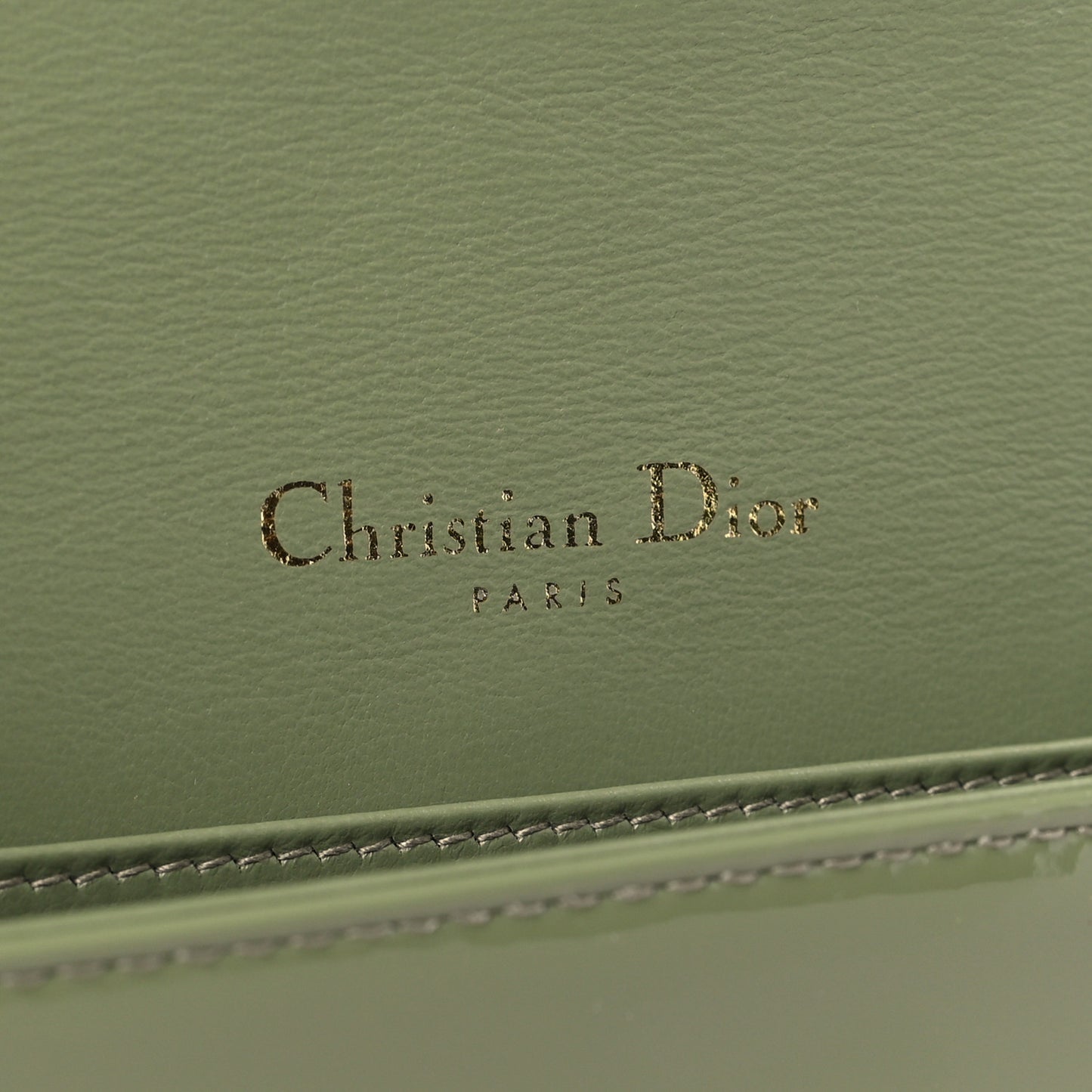 Patent Cannage Lady Dior Chain Wallet Dusty Jade