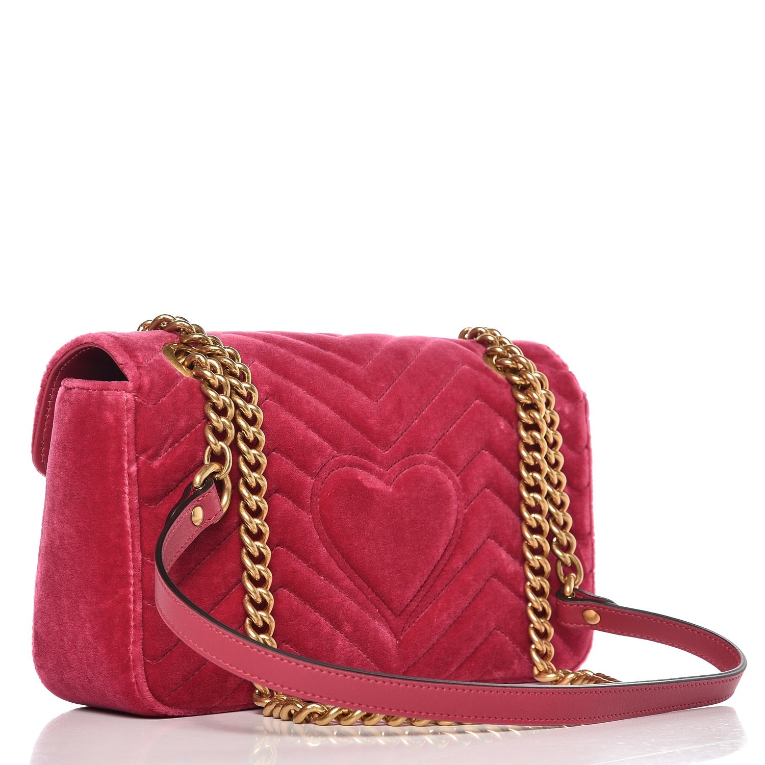 Gucci Velvet Matelasse Small GG Marmont Shoulder Bag Light Raspberry Rose 3 of 7