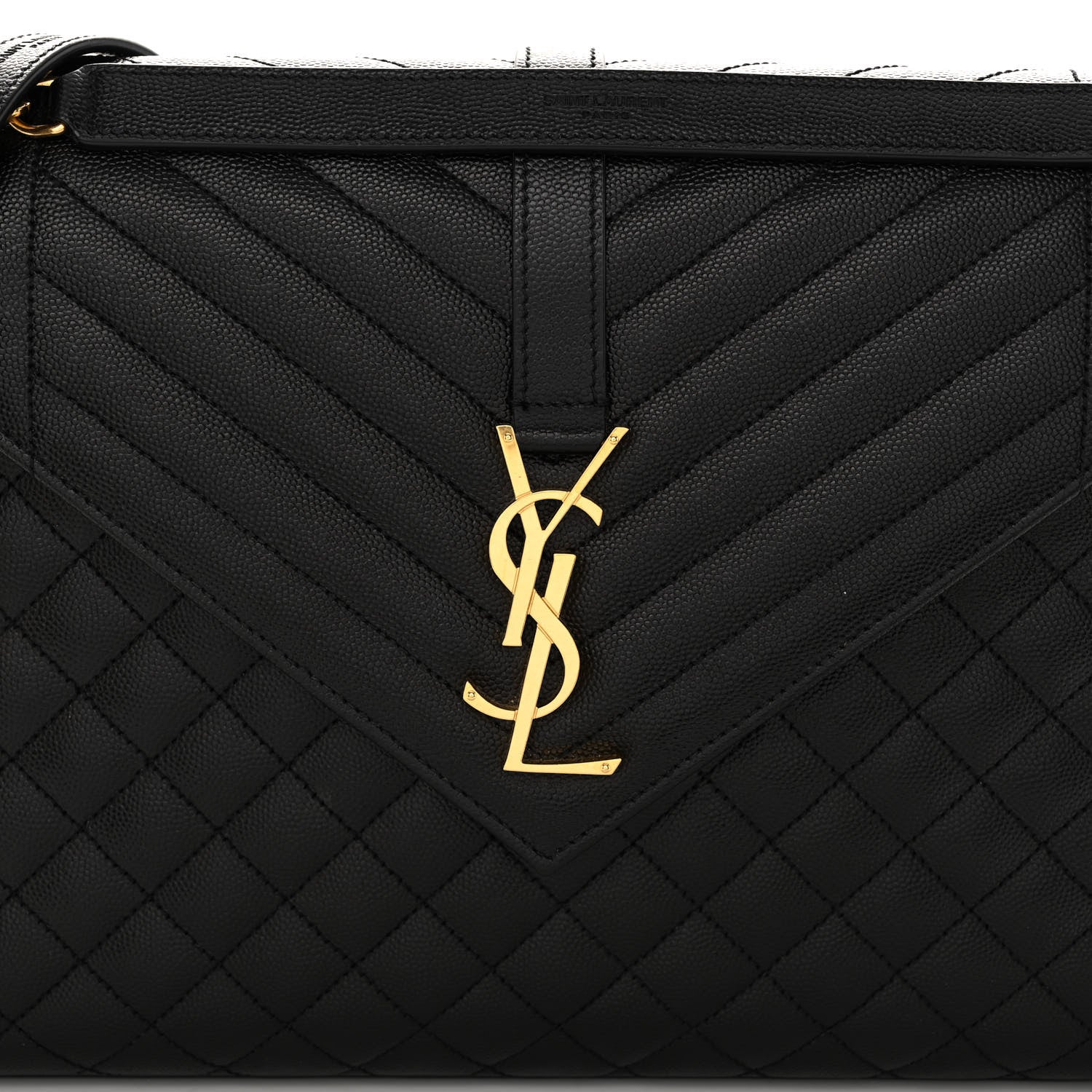 Saint Laurent Grain De Poudre Textured Mixed Matelasse Large Triquilt Monogram Satchel Black 8 of 11