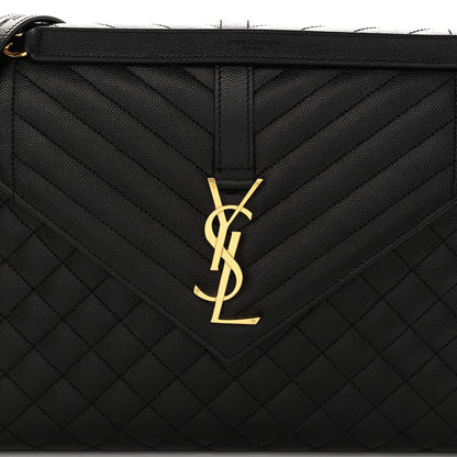 Saint Laurent Grain De Poudre Textured Mixed Matelasse Large Triquilt Monogram Satchel Black 8 of 11