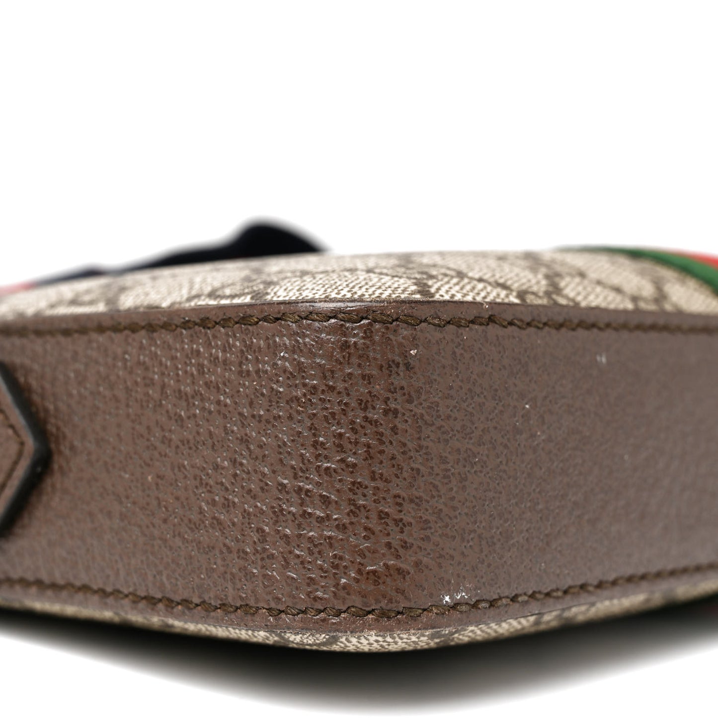 GG Supreme Monogram Textured Dollar Calfskin Web Ophidia Wristlet Shoulder Bag Beige Ebony New Acero