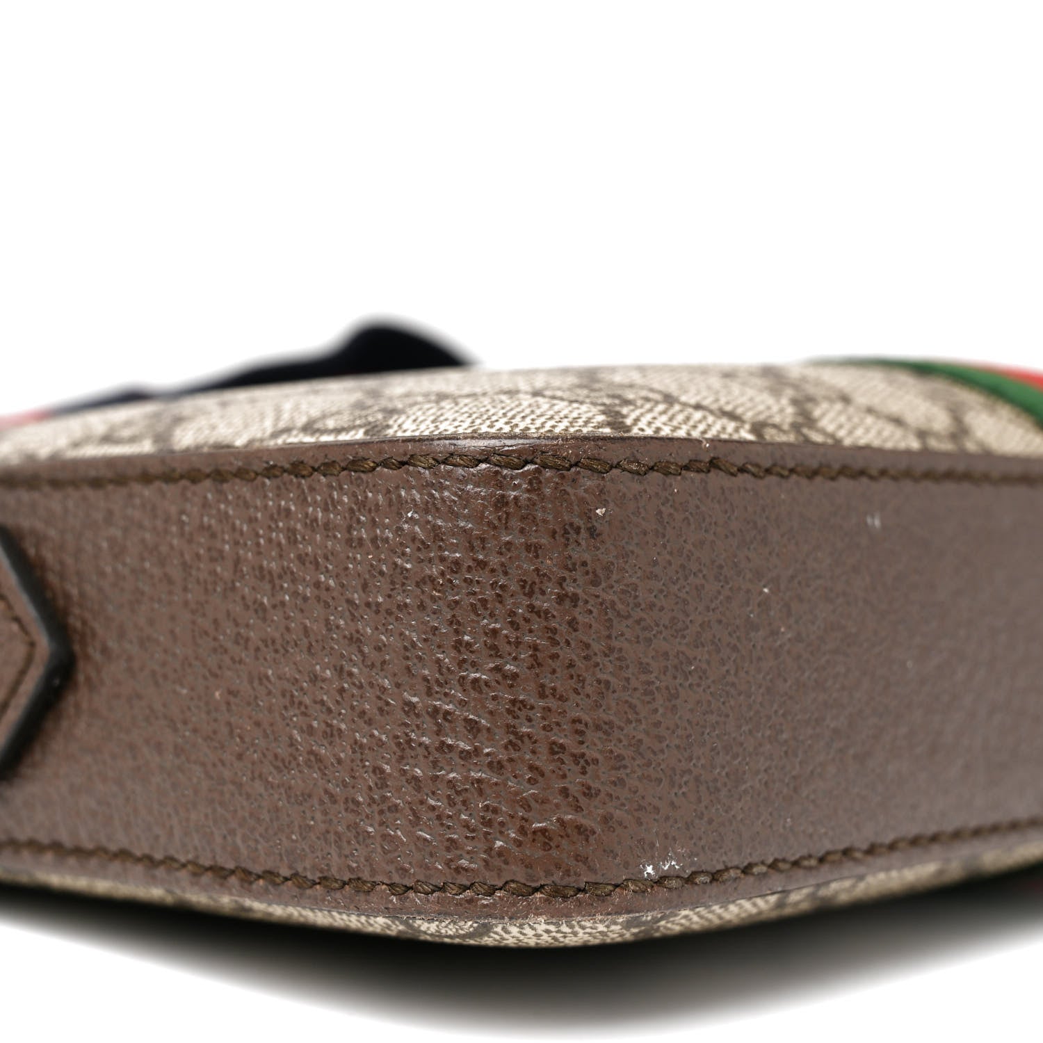 Gucci GG Supreme Monogram Textured Dollar Calfskin Web Ophidia Wristlet Shoulder Bag Beige Ebony New Acero 8 of 16
