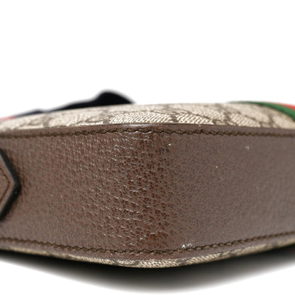 Gucci GG Supreme Monogram Textured Dollar Calfskin Web Ophidia Wristlet Shoulder Bag Beige Ebony New Acero 8 of 16