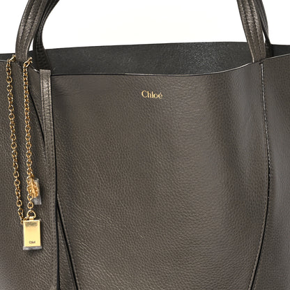 Chloe Grained Calfskin Large Spin Tote Flannel Grey 8 of 10