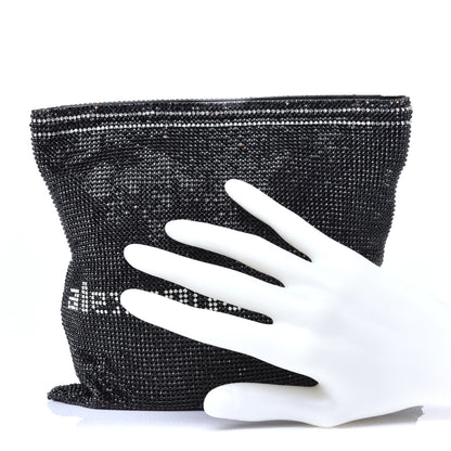 Alexander Wang Rhinestone Chain Mesh Wanglock Logo Pouch Black White 2 of 10