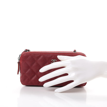 Chanel Caviar Quilted Small Clutch With Chain Red 3 of 11