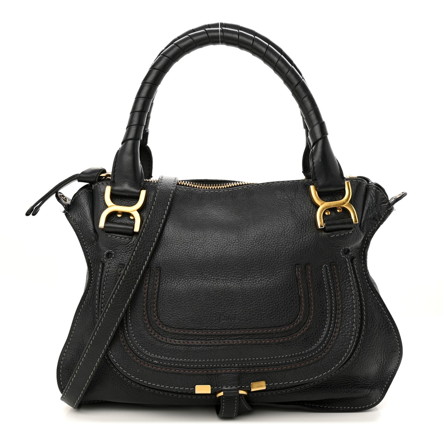 Calfskin Medium Marcie Satchel Black