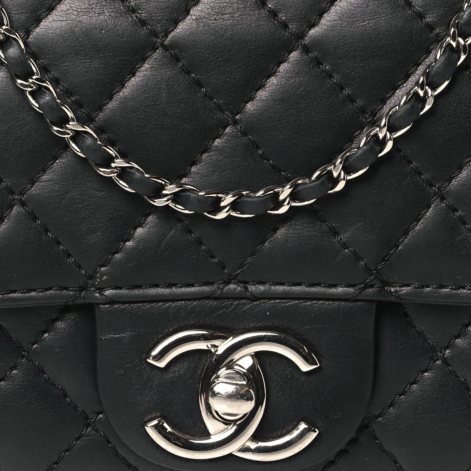 Chanel Lambskin Quilted Clutch with Chain Flap Black 8 of 13