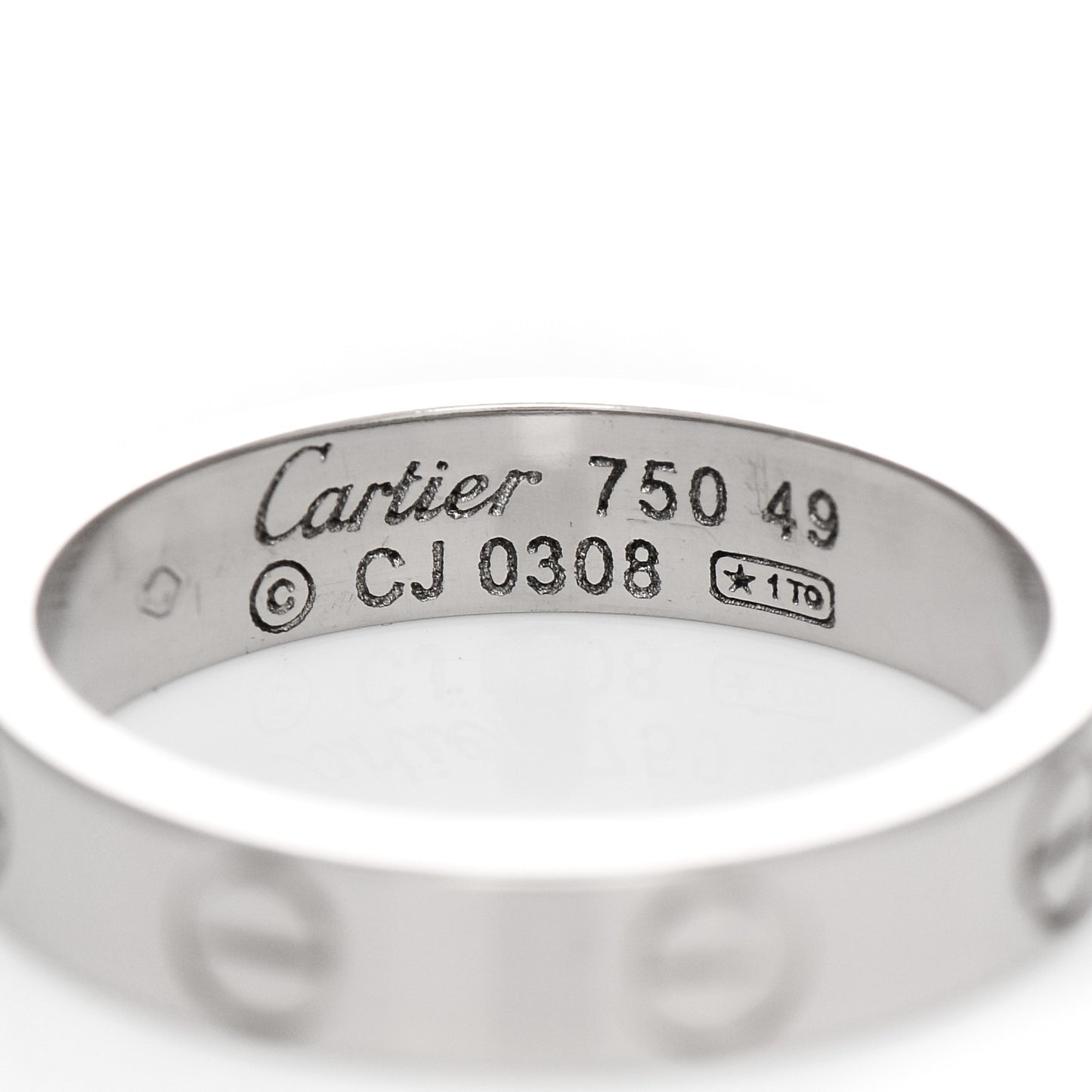 18K White Gold 3.5mm LOVE Wedding Band Ring 49 5