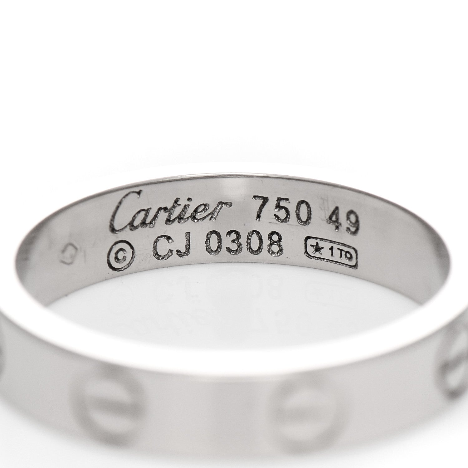 Cartier 18K White Gold 3.5mm LOVE Wedding Band Ring 49 5 4 of 4
