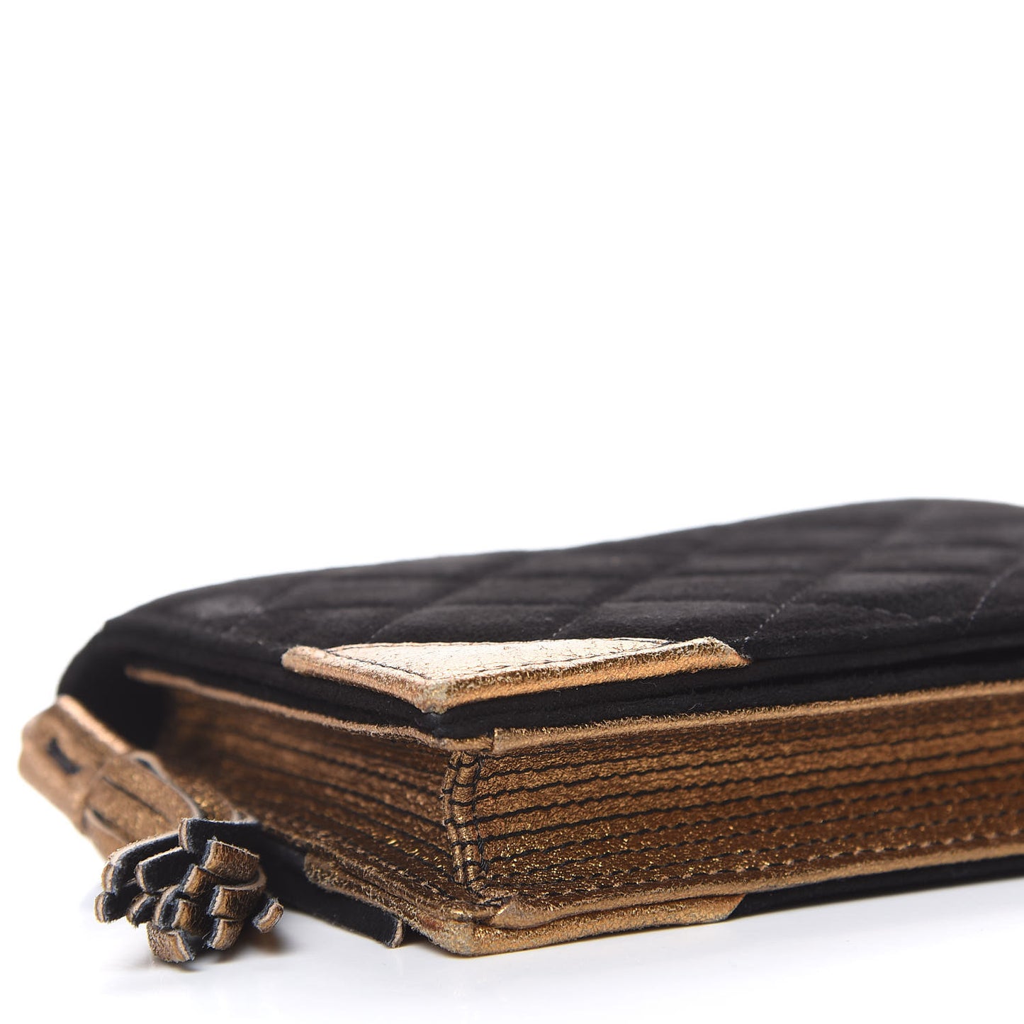 Suede Quilted Bible Book CC Clutch Black