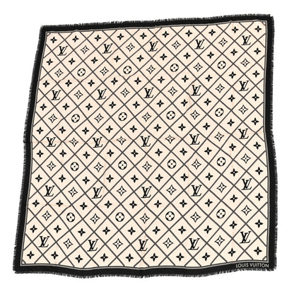 Louis Vuitton Silk Wool Monogram Croisillon Shawl Cream 1 of 3