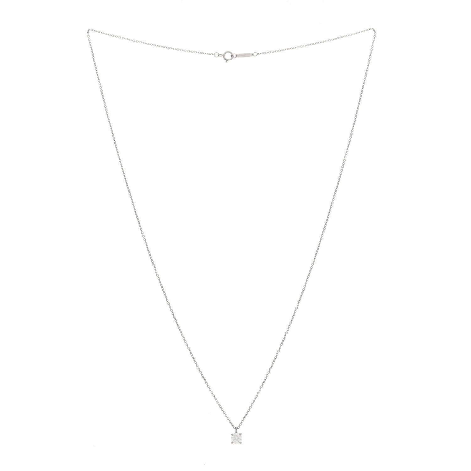 Tiffany Platinum Diamond .51ct Solitaire Pendant Necklace 2 of 5