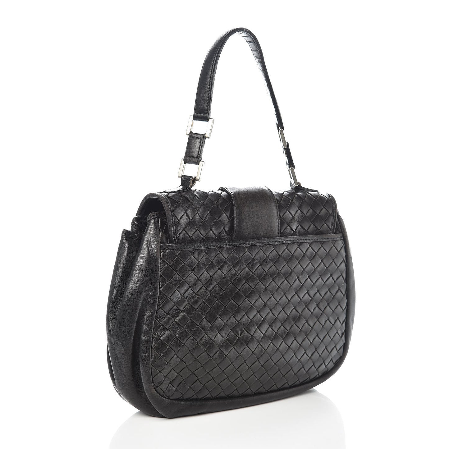 BOTTEGA VENETA Nappa Intrecciato Flap Bag Black