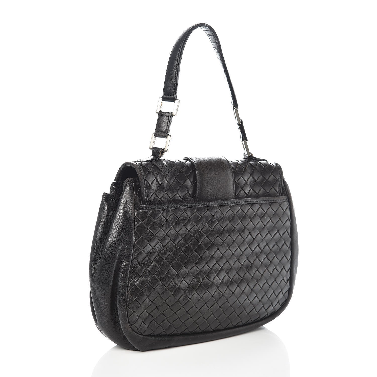 Bottega Veneta BOTTEGA VENETA Nappa Intrecciato Flap Bag Black 3 of 12