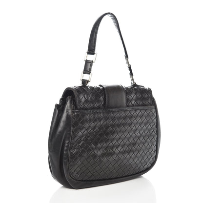 Bottega Veneta BOTTEGA VENETA Nappa Intrecciato Flap Bag Black 3 of 12