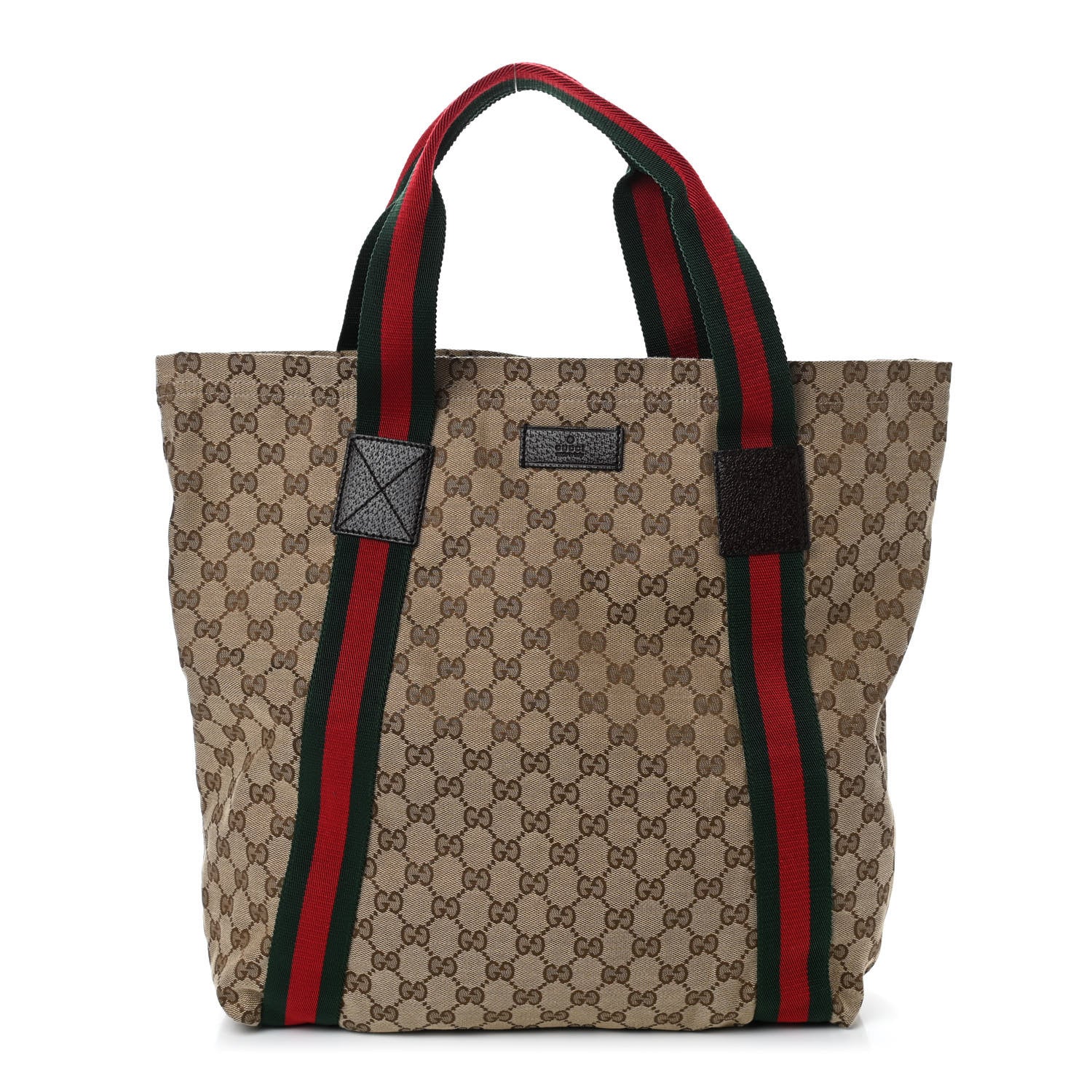 Gucci GG Monogram Medium Web Handle Vertical Tote Dark Brown 1 of 10