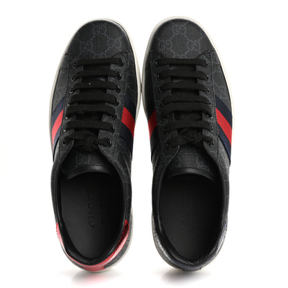 Gucci GG Supreme Monogram Ayers Web Mens New Ace Sneakers  5 Black 2 of 11