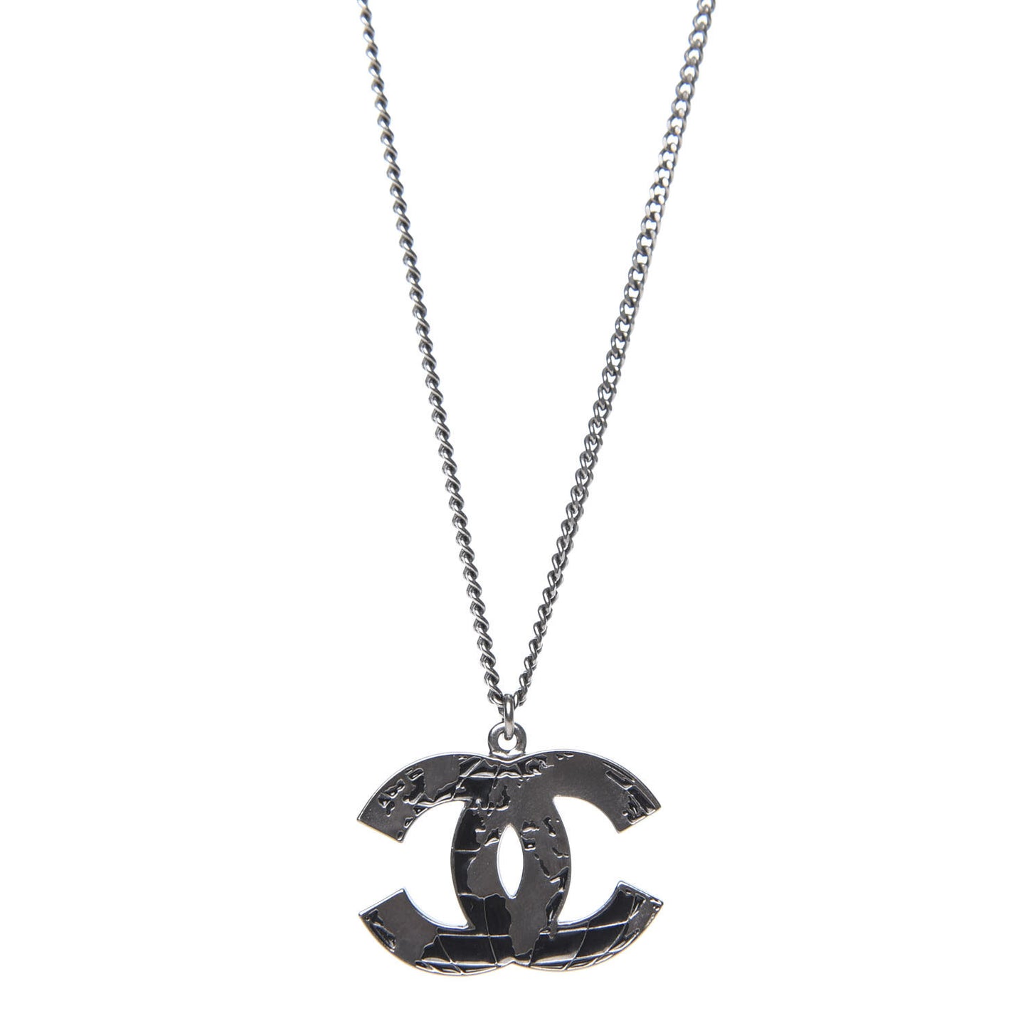 Ruthenium Globe CC Pendant Necklace Dark Silver